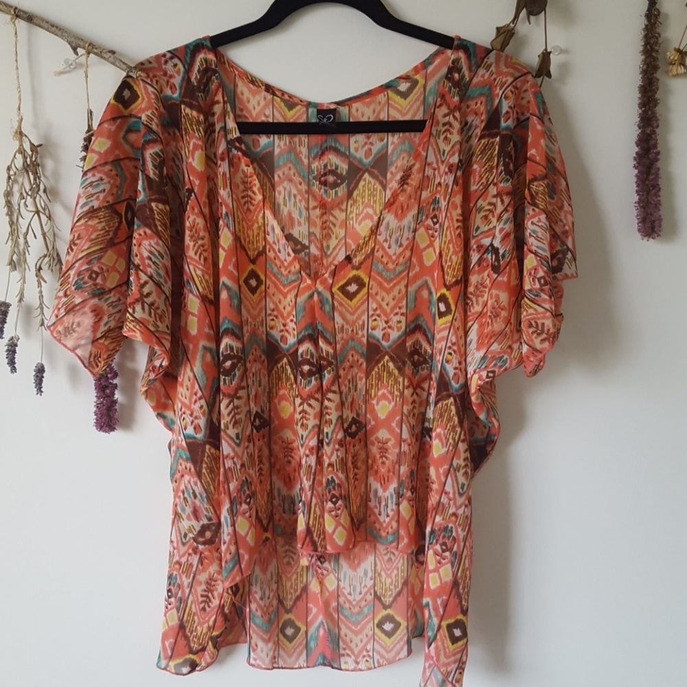 Tribal print flowy blouse